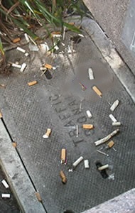 A common site at locations where no ashtrays are provided