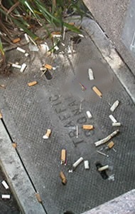 A common site at locations where no ashtrays are provided A common site at locations where no ashtrays are provided