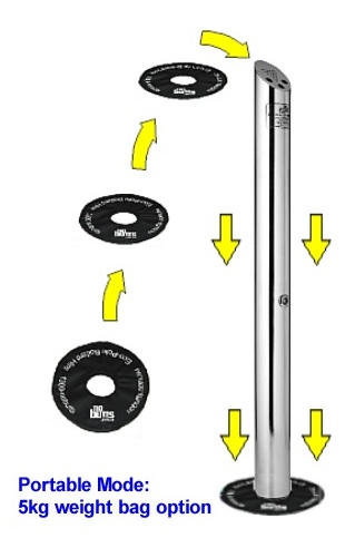 Eco-Pole Bollard Ashtray with Portable Weight Bag option