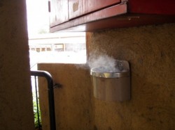 Open top ashtrays allow trash & paper insertion - here's the result... Open top ashtrays allow trash & paper insertion - here's the result...